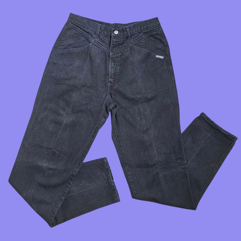 VTG 90s Rockies Faded Black Bareback High Rise Western Jeans, sz 34/15